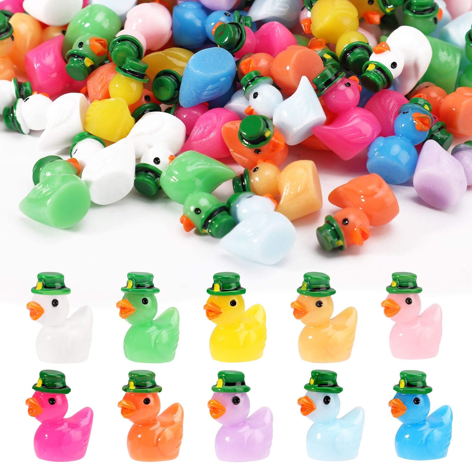 160 Stück Mini-Enten Aus Kunstharz – Mit Grünem Hut, Winzig & Süß Für Deko, Basteln & St. Patrick‘s Day