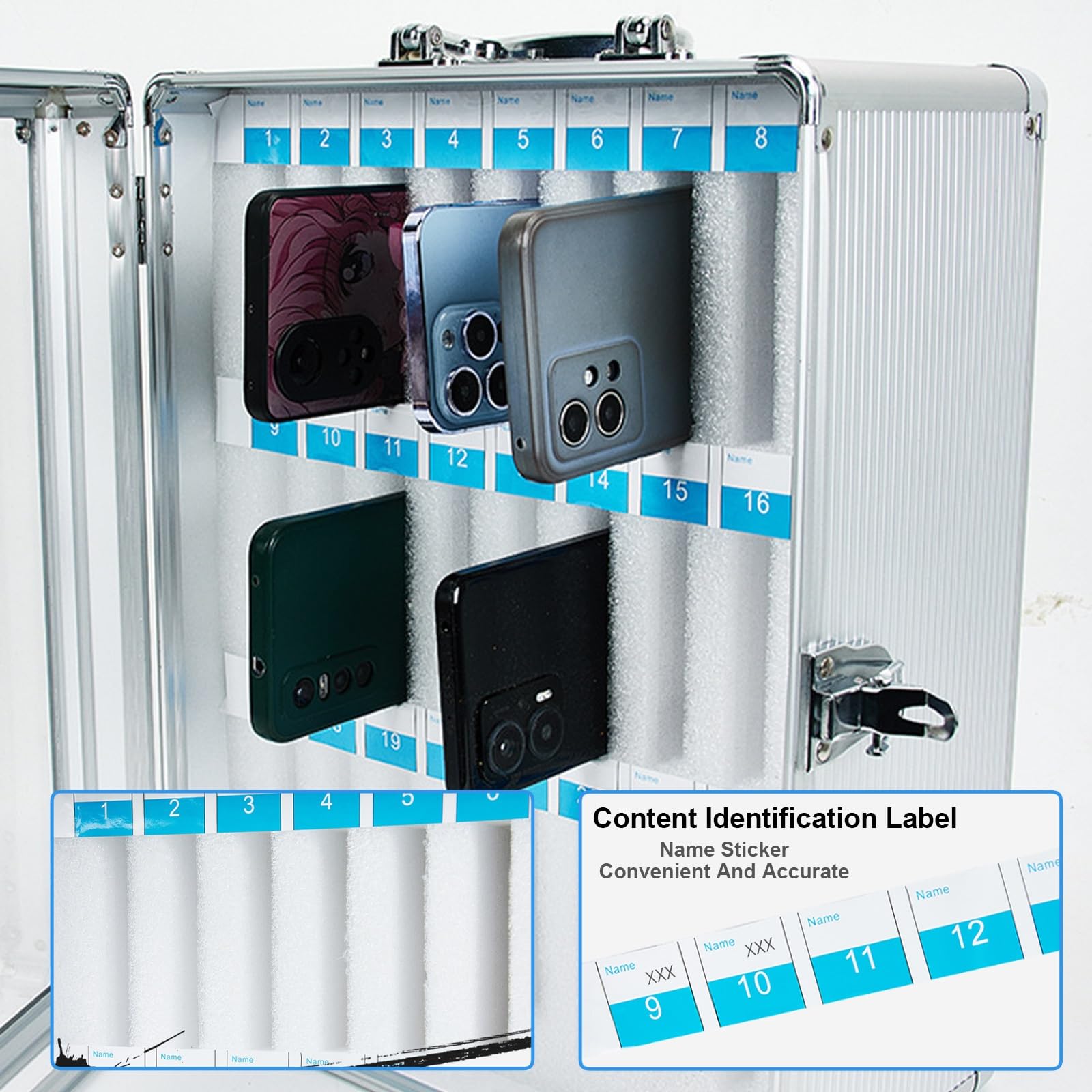 Handy Safe 36 und 48 Fächer, Tragbares Handy Schließfach, Handy Aufbewahrungsbox zur Wandmontage, Handytresor mit Schlössern(31.5cm/12.5in)