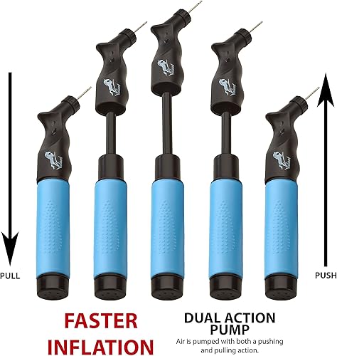 Miniatura 2 de Valiant Inflador de bola deportiva con 5 agujas y bolsa, bomba de aire portátil de doble acción con pasadores para inflar pelota de fútbol, fútbol,