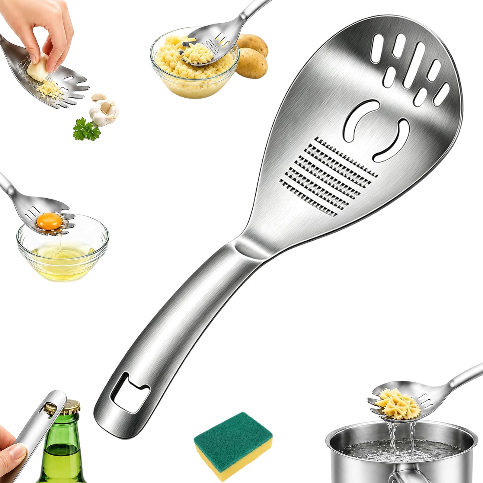 5 in 1 Stainless Steel Cooking Spoon,2027 Upgraded 5 in 1 Kitchen Spoon，A