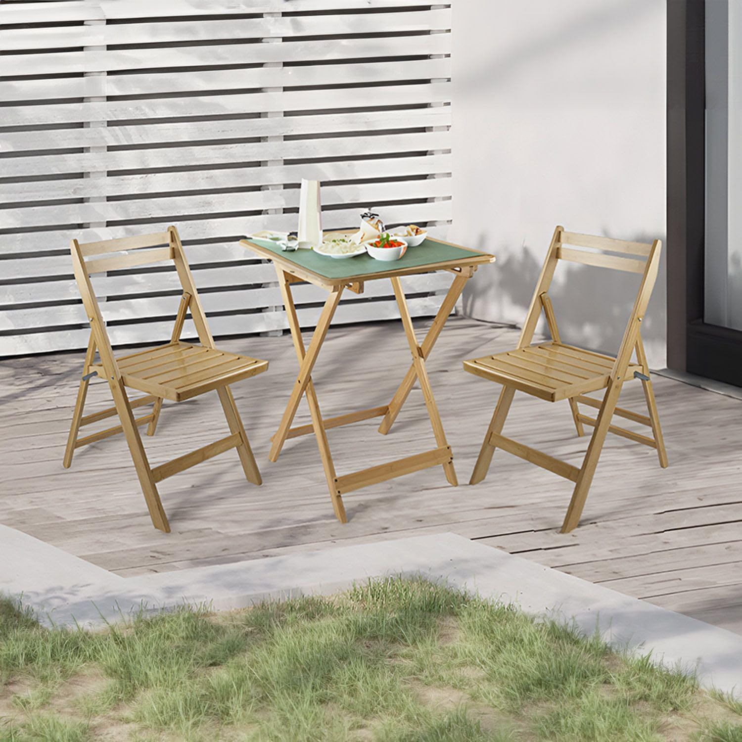 7H SEVEN HOUSE Mesa Plegable de Bambú Barnizada Biano 60x60x75cm 7house