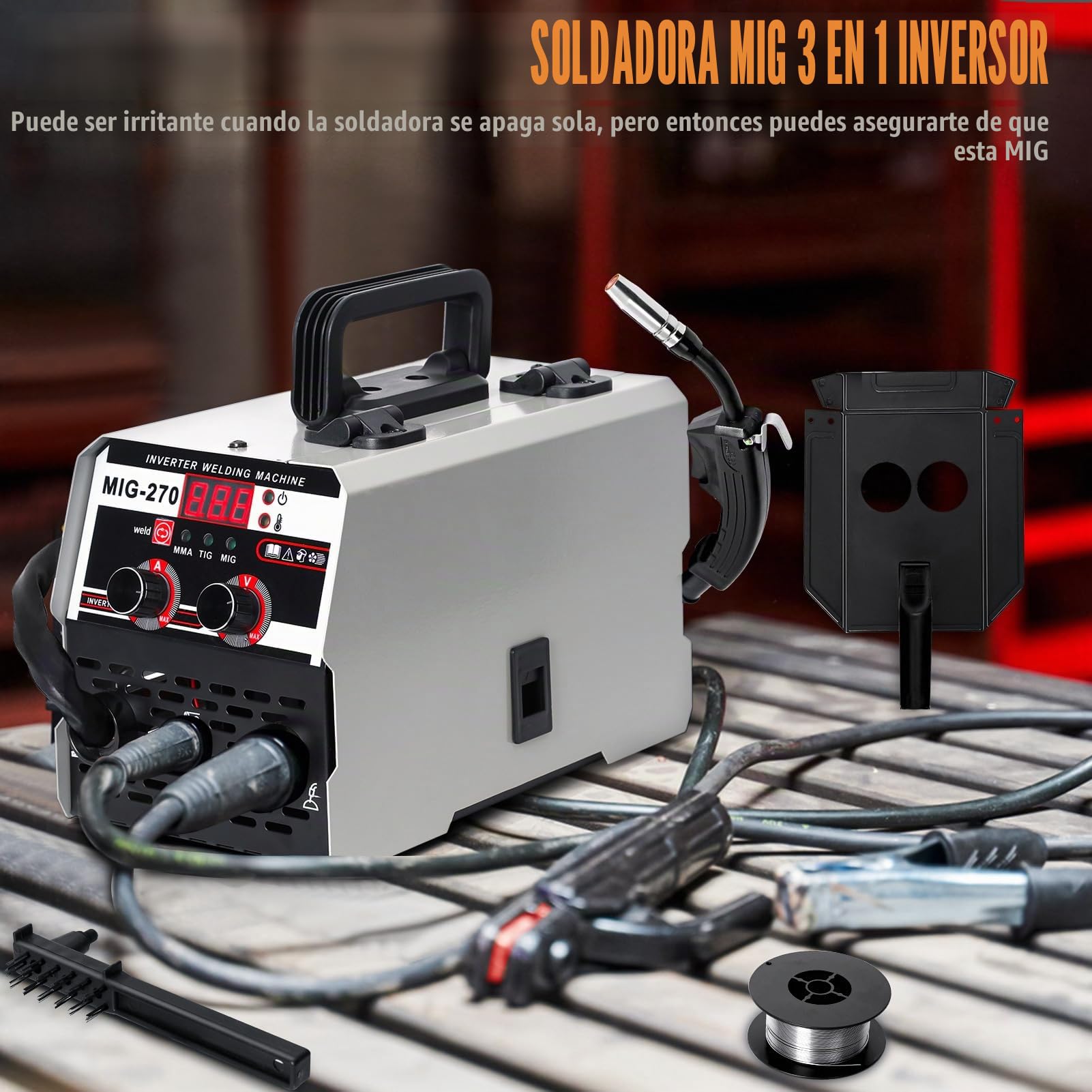 Máquina de soldadura 3 en 1, inversor de soldadura MIG 250A, pantalla digital LED, máquina de soldadura MIG MIG, equipo de soldadura MIG sin gas con alambre de soldadura