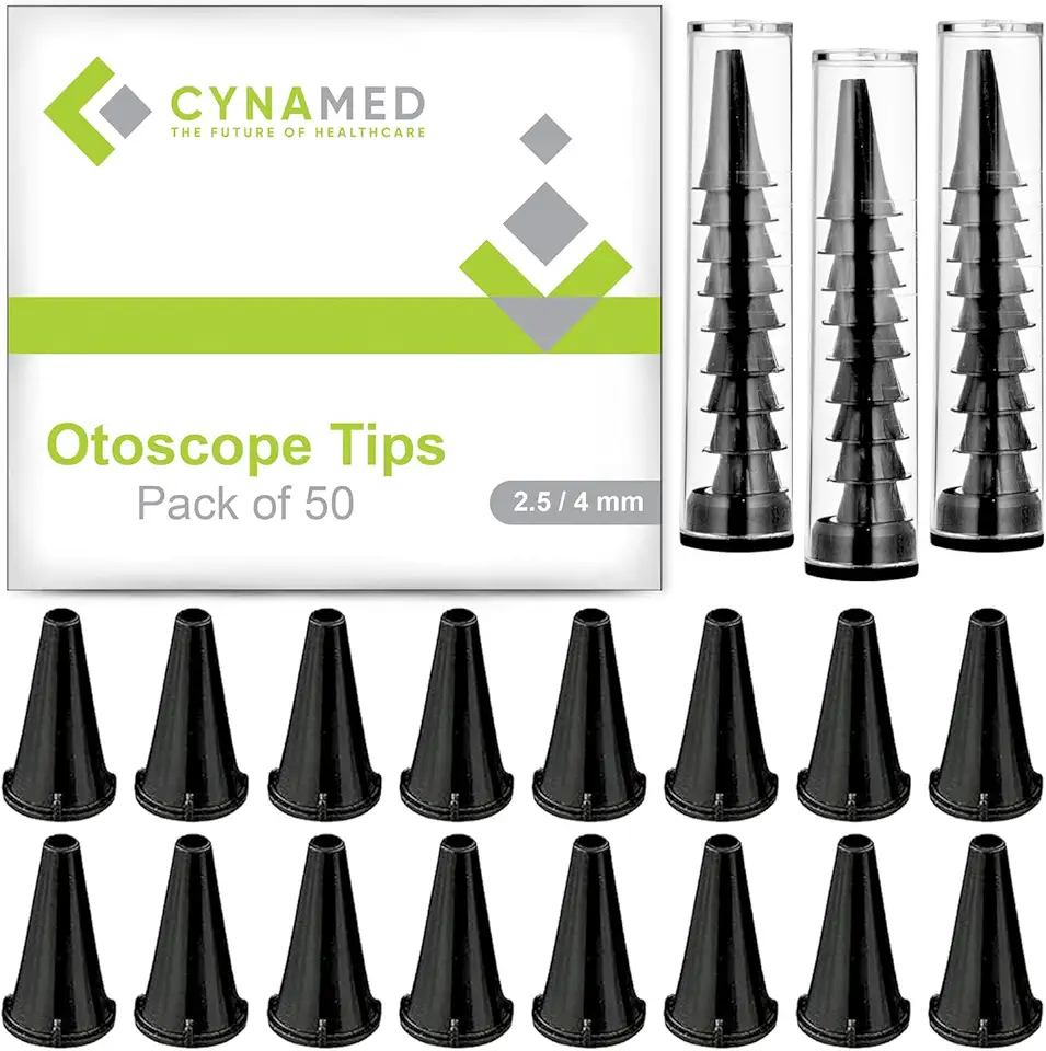 Cynamed Capa De Otoscópio, Pontas De Espéculos De Otoscópio, Espéculo De Plástico Descartável, Pacote De 50 Capas Descartáveis De Otoscópio De 2,5/3,5 Mm