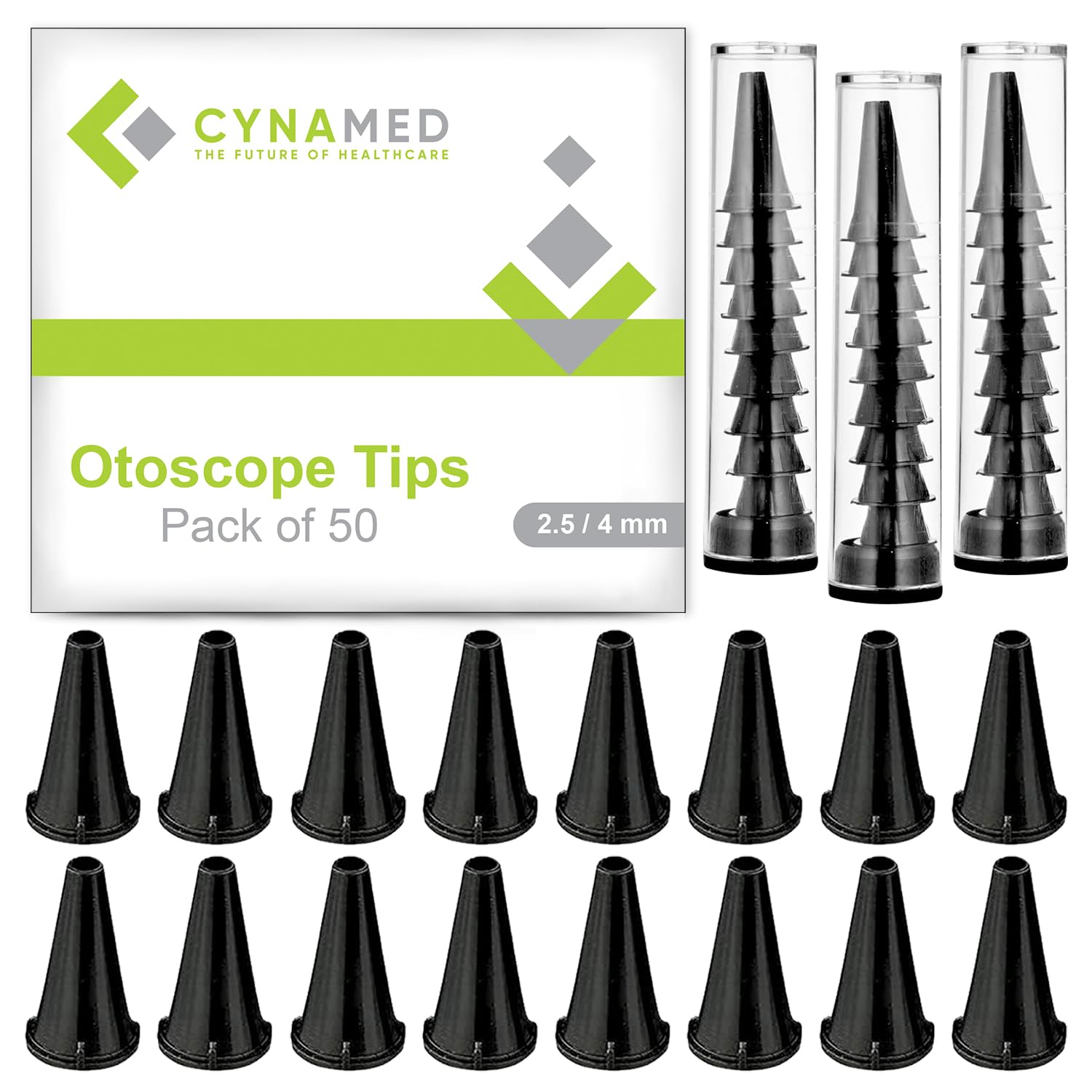CynaMed Disposable Otoscope Covers (50-Pack) – Plastic Specula Tips, 2.5mm & 4mm Speculum for Otoscope