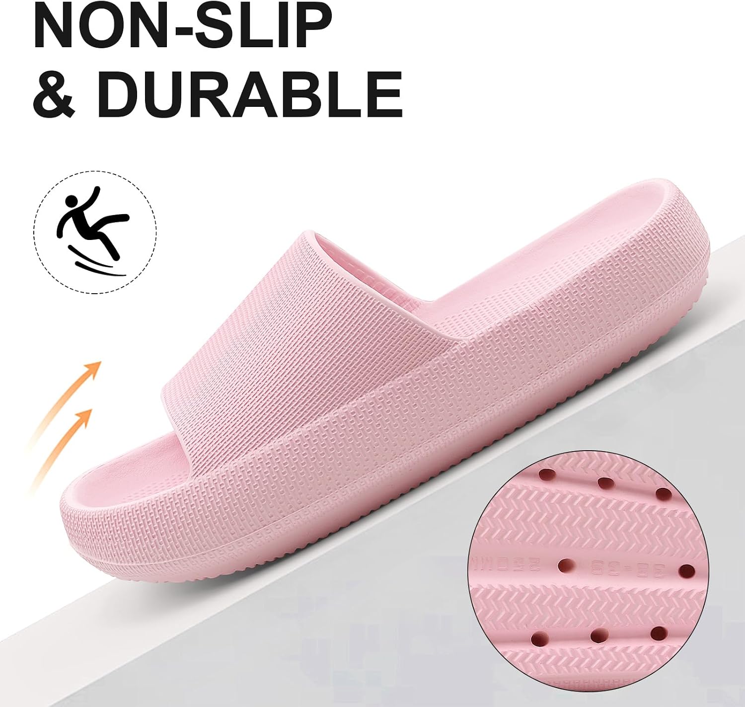 JENN ARDOR Pillow Slippers for Women and Men - Extra Soft Thick Sole Non-Slip Slides, Open Toe Cloud Sandals for House Bathroom Beach Spa