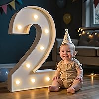 Vista 22 de Imprsv Números de marquesina iluminados de 3 pies para decoraciones de fiesta de cumpleaños 50, números de mosaico para globos, marco de globos