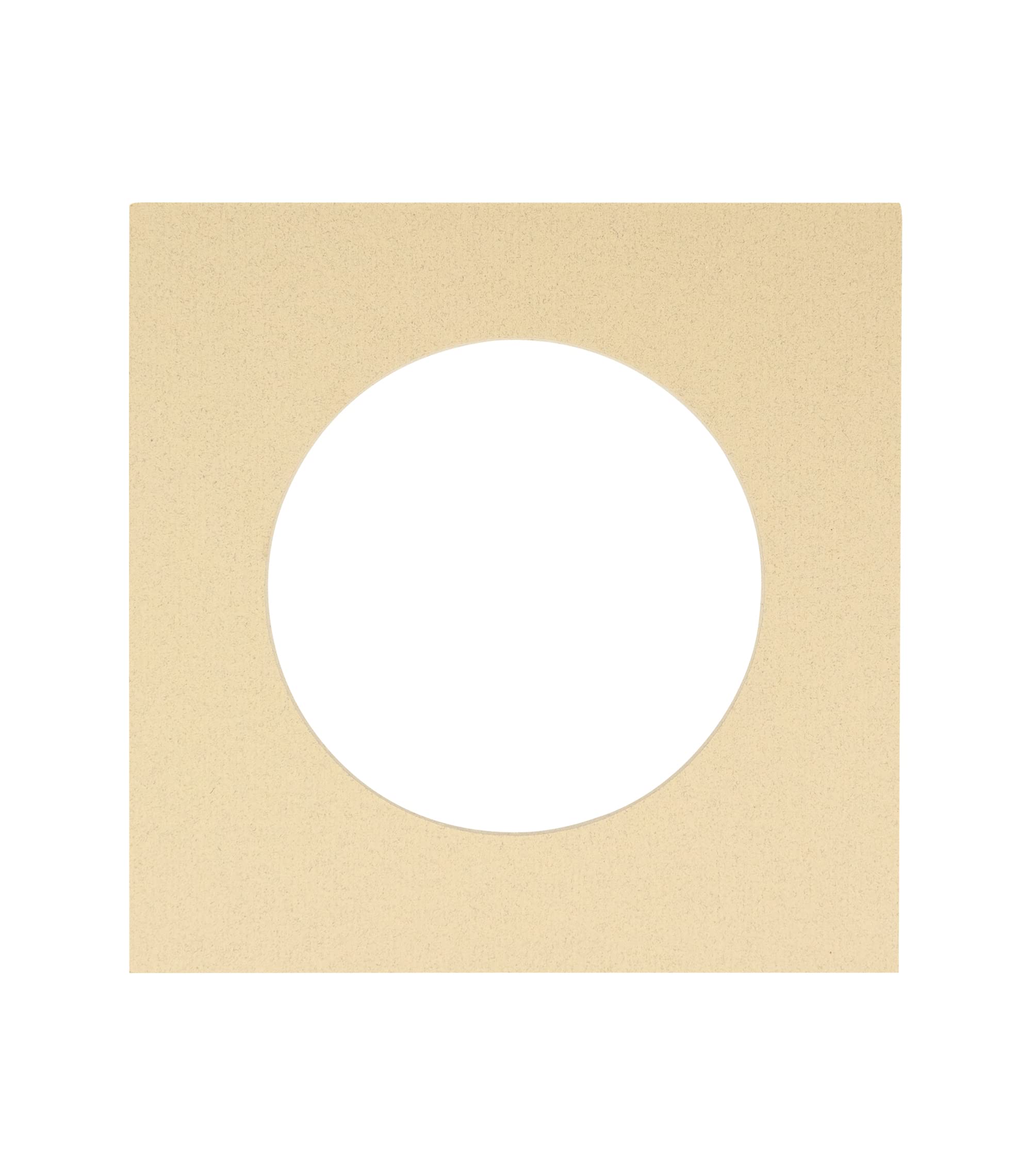 10x10 Mat Bevel Cut for 6x6 Photos - Precut Tan Circle Shaped Photo Mat Board Opening - Acid Free Matte to Protect Your Pictures - Bevel Cut for Family Photos, Pack of 1 Matboard Show Kit with Acid