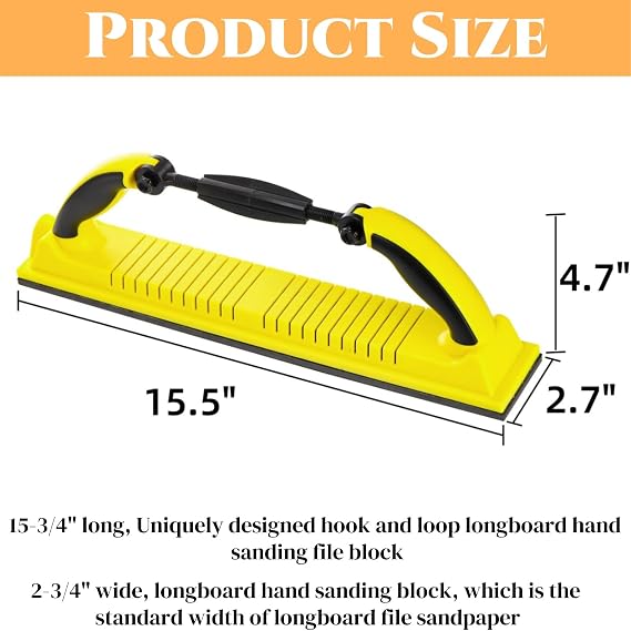 Adjustable Hand Sanding File Block with Hook and Loop Backing