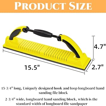 Adjustable Hand Sanding File Block with Hook and Loop Backing