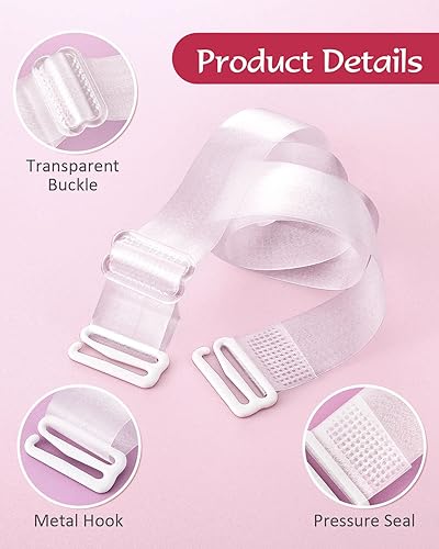 Miniatura 6 de Rovtop Correa invisible para brasier, correa de sujetador transparente, correas ajustables de 0.866-1.772 in, correas de repuesto transparentesmate