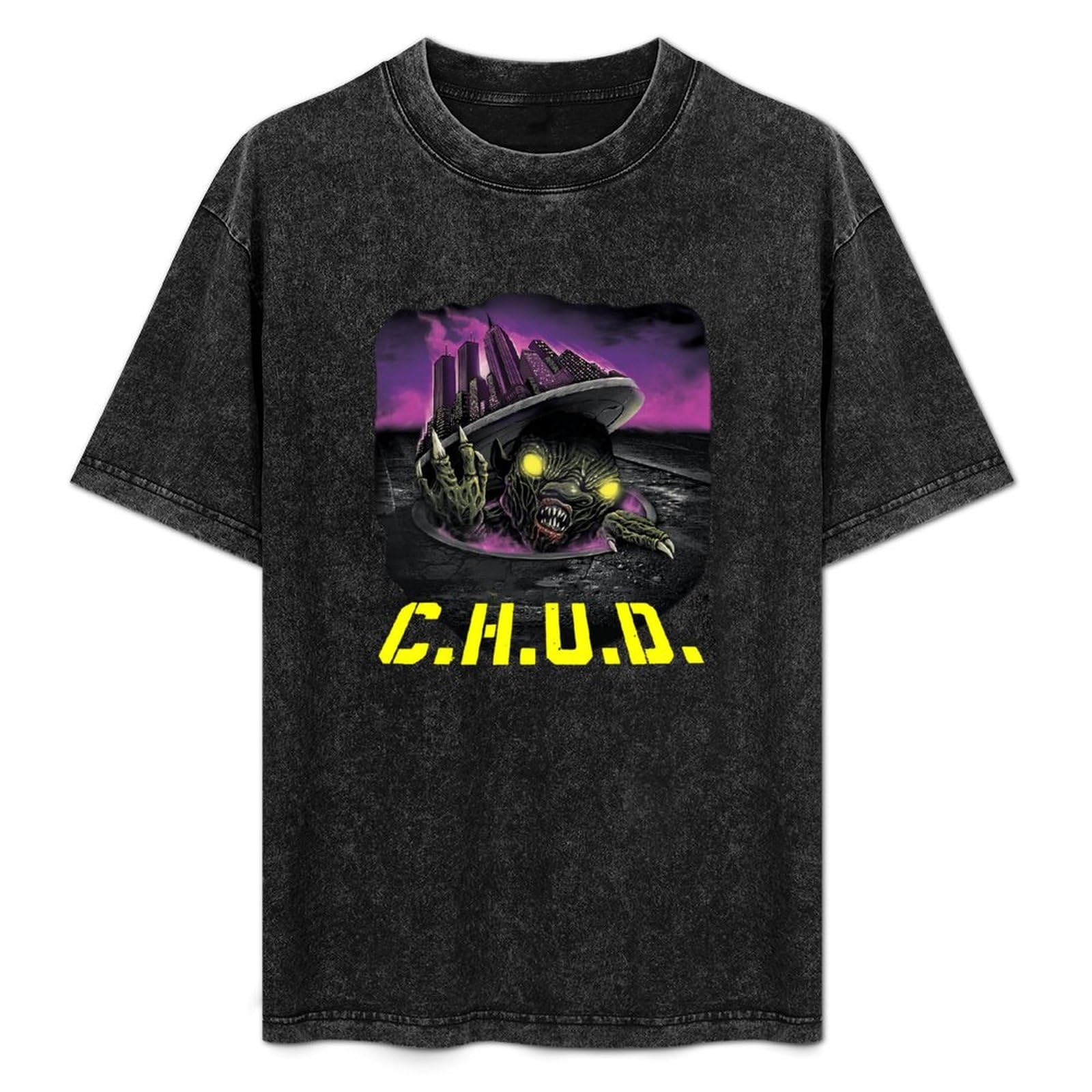 SATURNin&pd Fashionable Men's Retro T-Shirt C.H.U.D. Cannibalistic Humanoid Cotton T-Shirt Black S