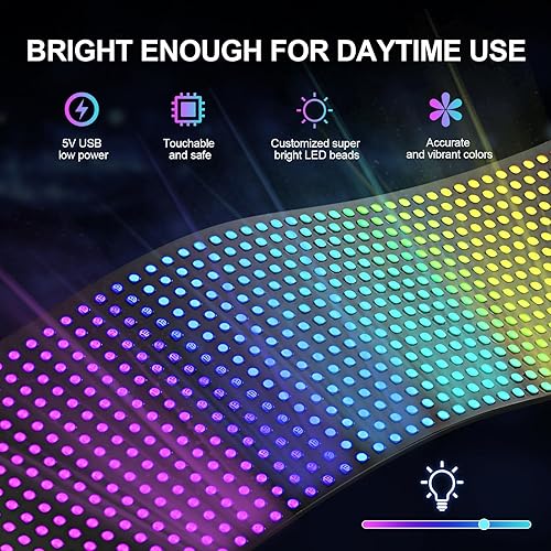 Miniatura 7 de Letrero LED programable de desplazamiento para automóvil, flexible USB 5 V, LED, control de aplicación, Bluetooth, patrón de texto personalizado,