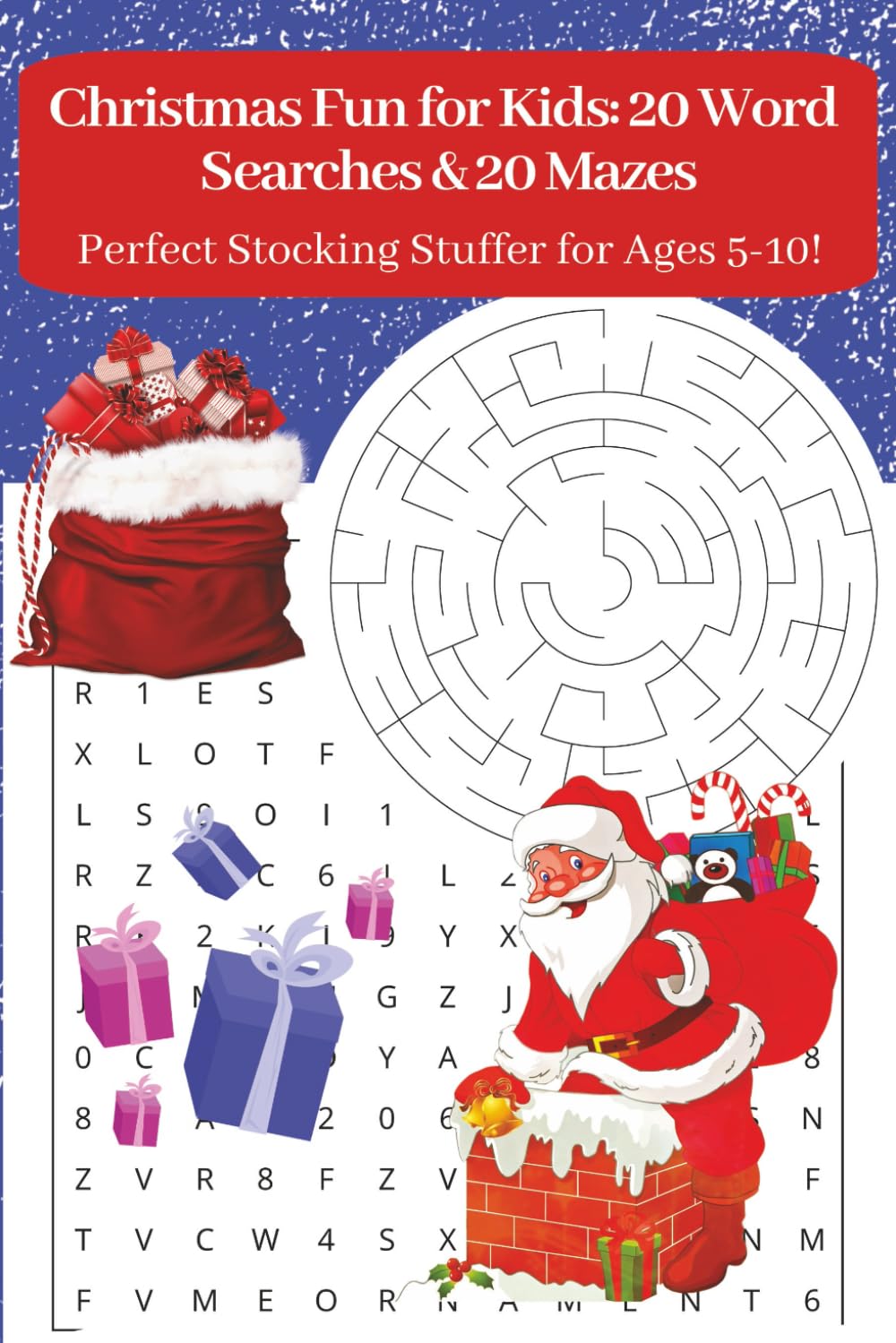 Christmas Fun for Kids: 20 Word Searches & 20 Mazes: Perfect Stocking Stuffer for Ages 5-10!