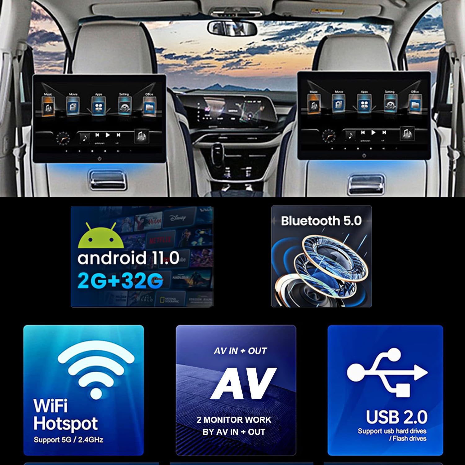 Surveillance Monitor 7 Inch Quad Split Touch Button HD Car Monitor ...