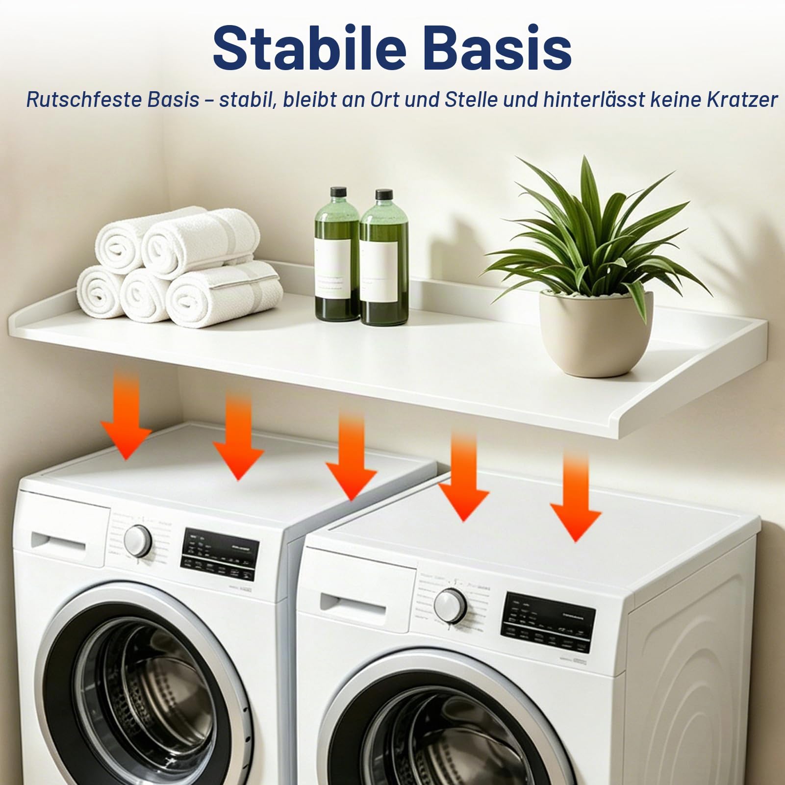 Arbeitsplatte Waschmaschine Trockner, Waschmaschinen Auflage Holz, Wasserdicht & Schneller Aufbau, Laundry Countertop für Waschmaschine & Trockner,bis 50 kg, 120×60×7.5cm (Weiß)