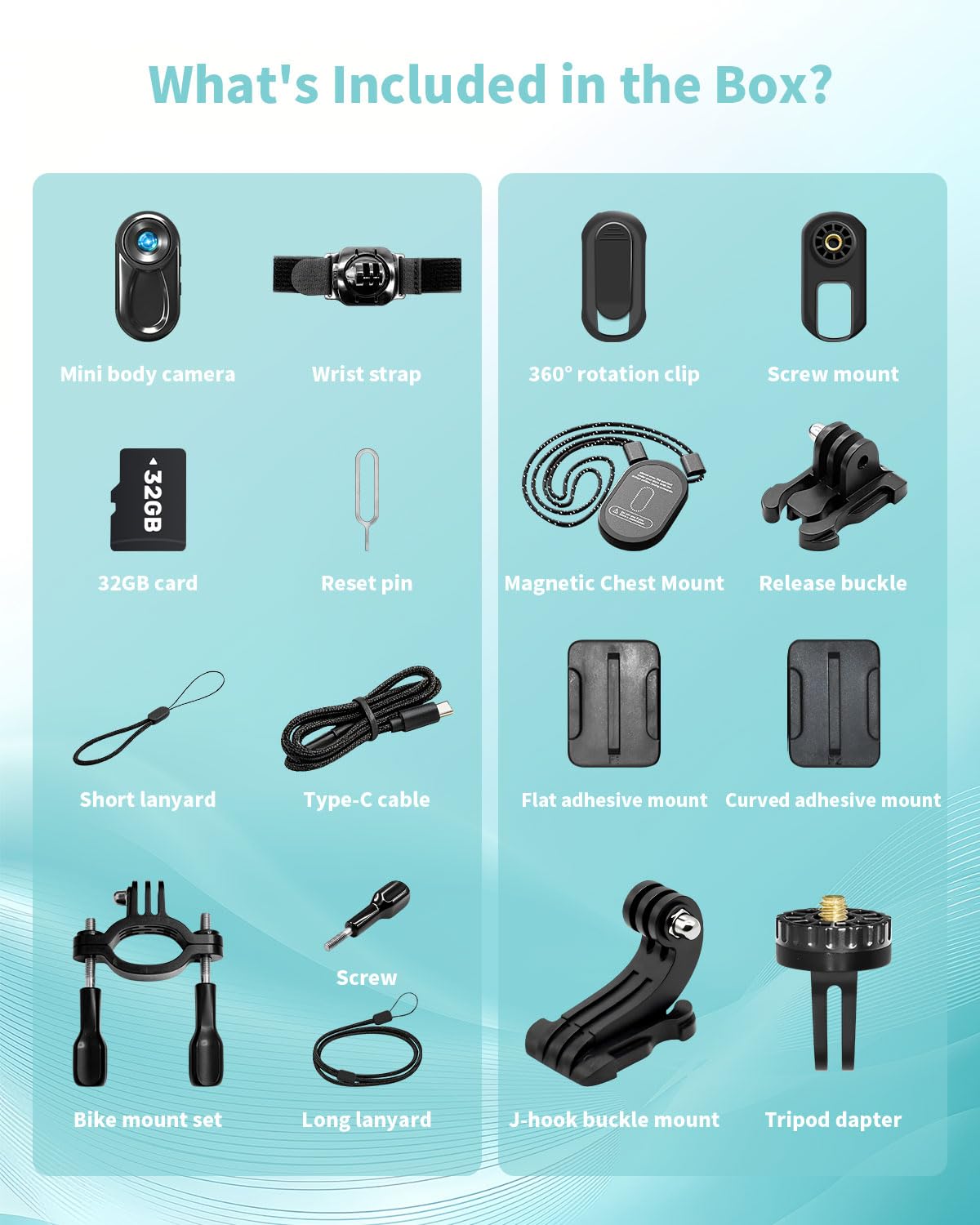 Mini Action Cam, Bodycam 1080P HD Portatile Vlogging Fotocamera