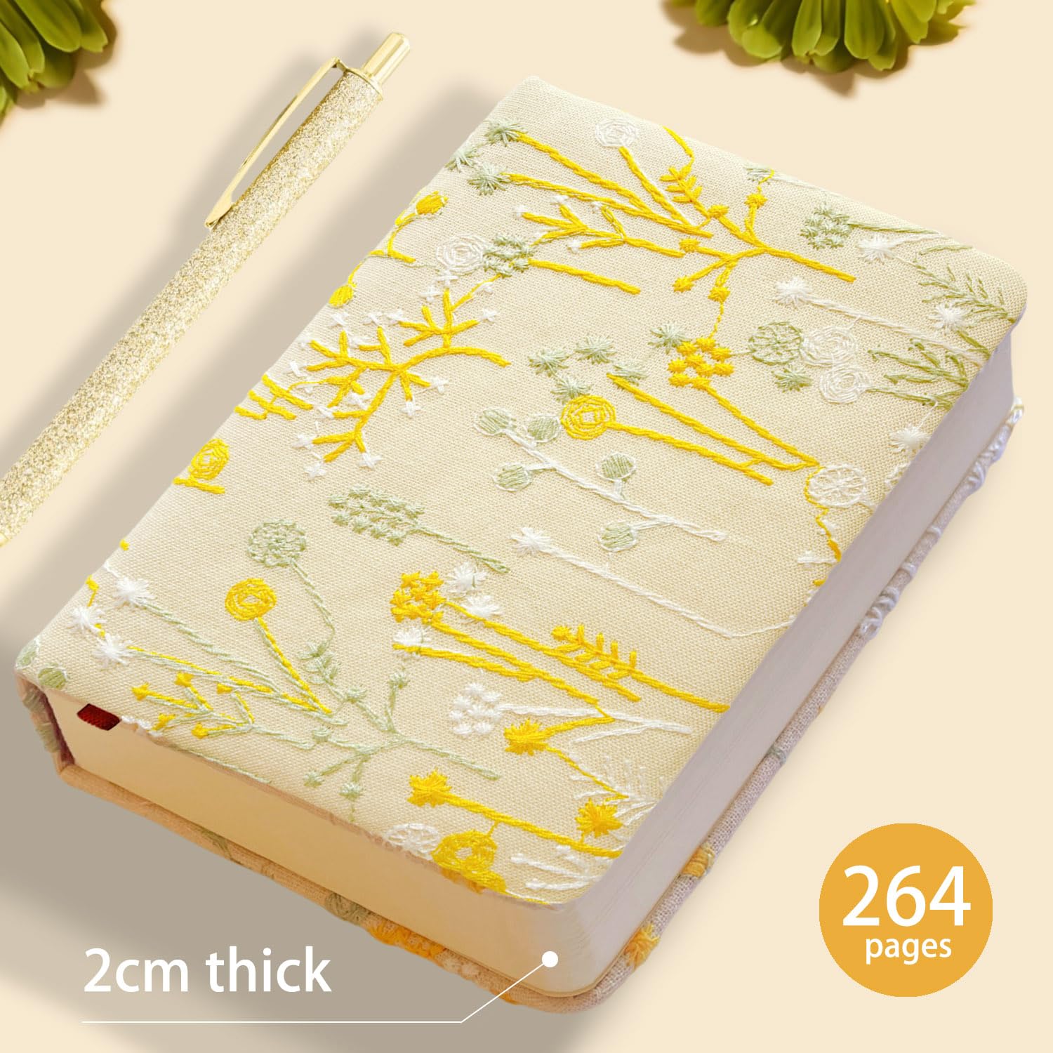 ipoul Embroidered Pocket Notebook for Women A6 Mini Cloth Journal, Hardcover, 264 Pages - Image 4