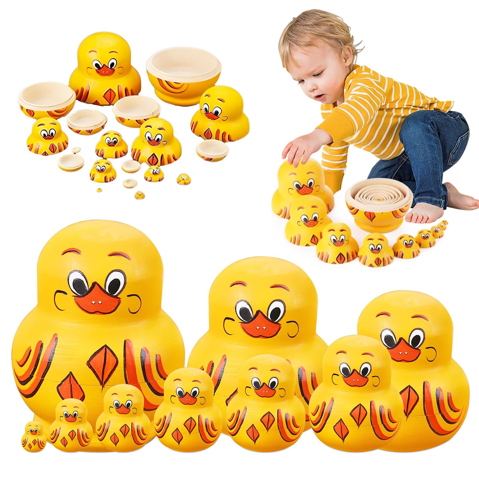 UTOQIA Poupée Russe Poupée Gigogne Ensemble De Poupées Gigognes Rus 10 Pieces Empilables Matryoshka Poupees En Bois Faites Am