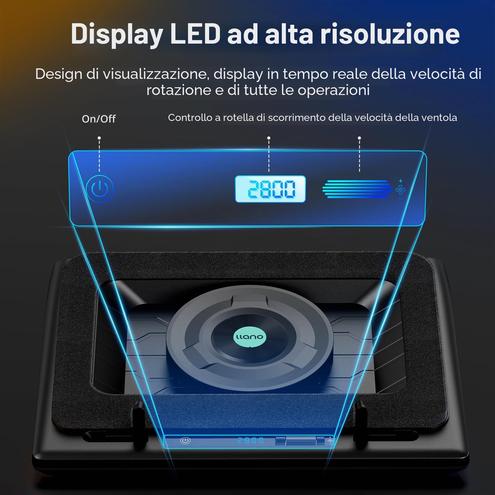 llano raffreddamento per laptop Gaming Basic con velocità regolabile, ventola turbo extra-large da 14 cm e schiuma sigillante per notebook da 38 a 48 cm, hub USB a 3 porte(Nessun RGB)