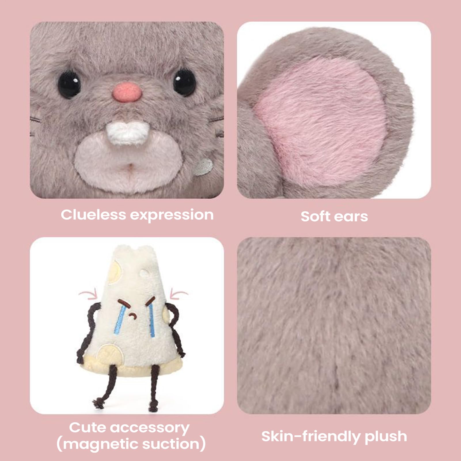 Topo Peluche Bambola Morbida Adorabile da Abbracciare e Collezionare | Giocattolo Cuscino in Peluche a Forma di Animale Imbottito per Camera da Divano Scrivania Soggiorno