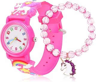 Relógio De Desenhos Animados Para Meninas Pulseira De Relógio De Unicórnio Pulseira De Contas Com Tema De Unicórnio E Relógio De Pulso Para Crianças Relógios De Quartzo De