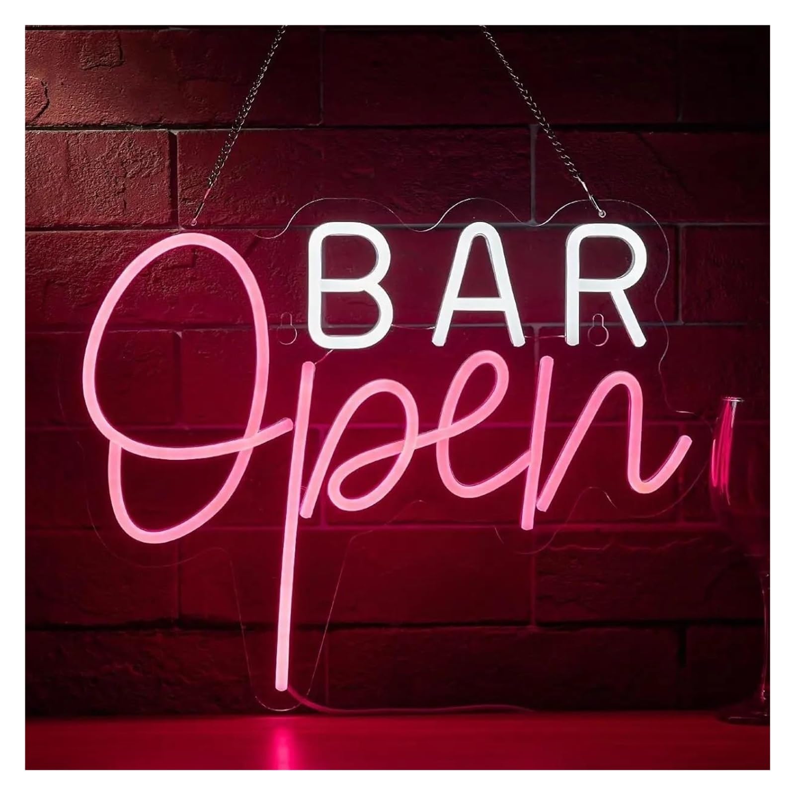 RONGCH Hanging Art Signs Bar Open Neon Sign Light Dimmable for Beer Cafe Home Pub Man Cave Stores Hotel Party Restaurant Decor 38cmx29cm