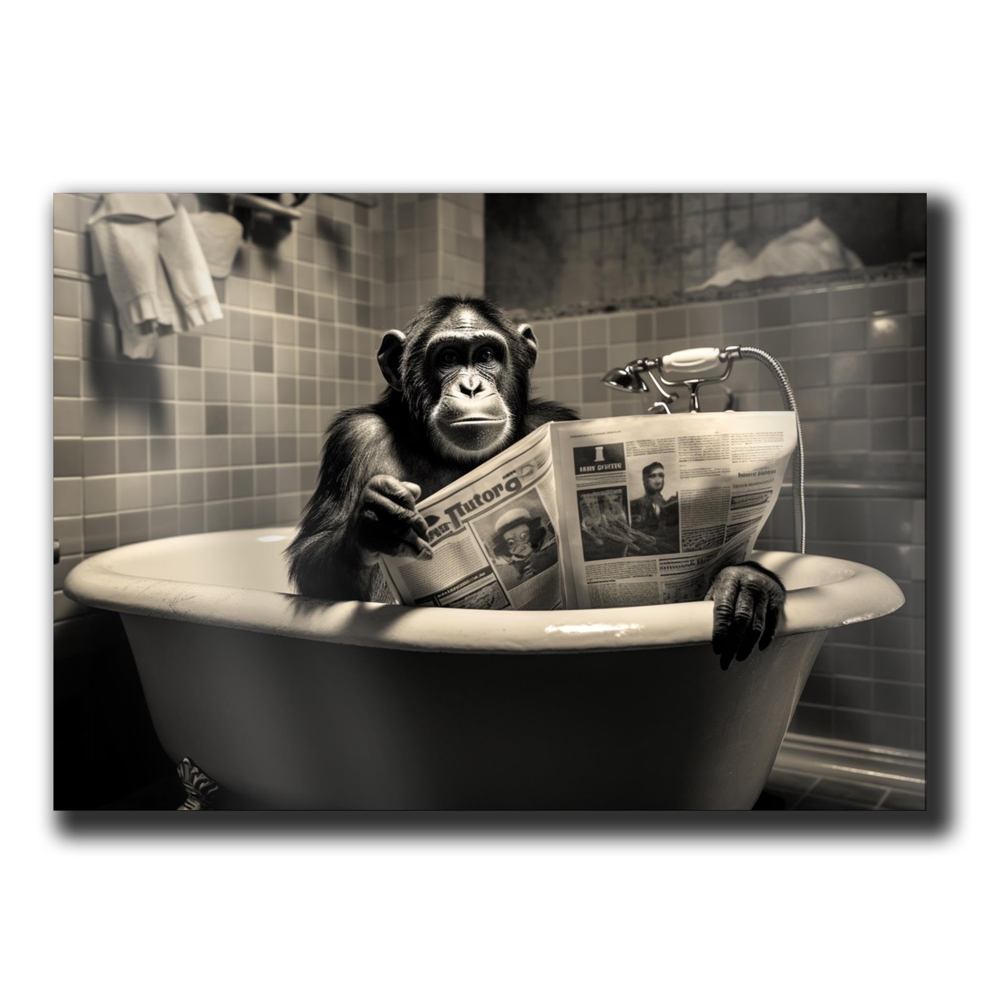 Amazon.com: Chimpanzee Print, Funny Bathroom Decor, Chimpanzee
