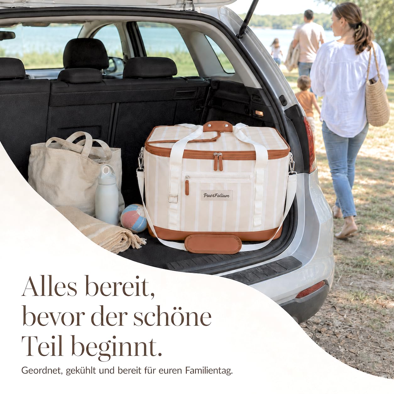 Borsa frigo grande, 45 l, XXL, borsa frigo, borsa da picnic, per la spesa, auto, campeggio, attività all'aperto, in viaggio, passiva, per congelatore, borsa termica, sportello superiore