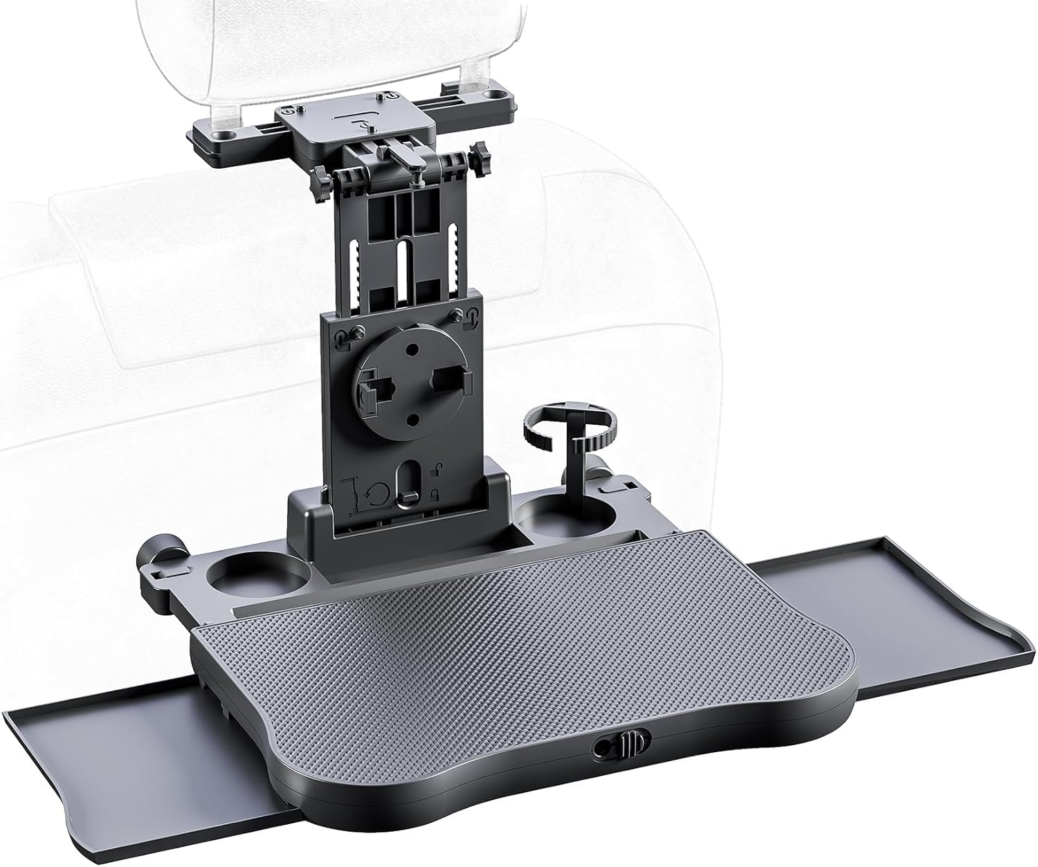 CHANGJIZUIMEI Car Backseat Tray Table for Abarth 500e Cabriolet 2023-, Foldable Rear Seat Travel Desk with Cup Holder Multi-Functional Laptop Food Dinner Board