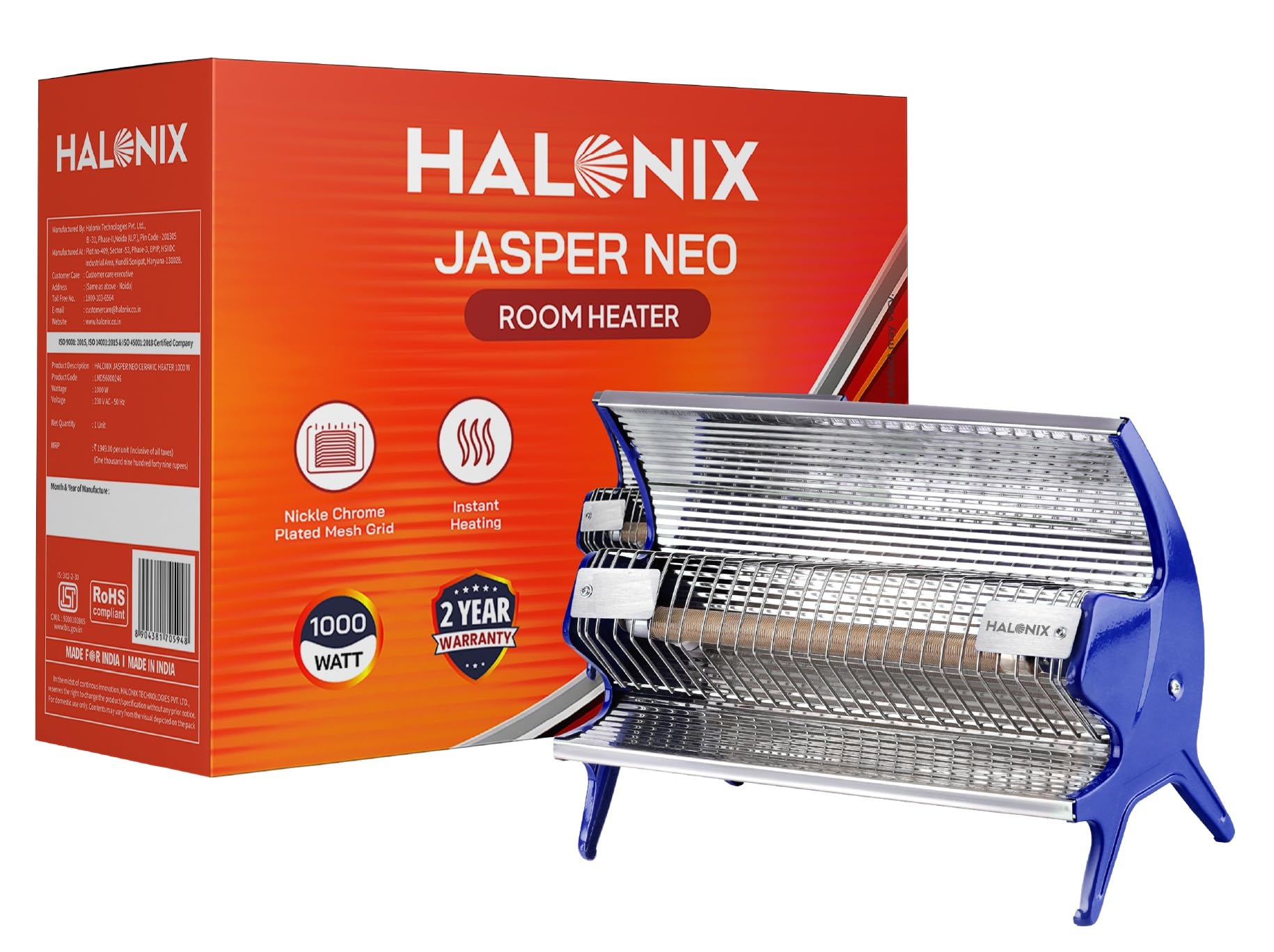 Halonix Jasper Neo 1000W Ceramic Room Heater | Instant Heating | Energy Efficient | ISI Certified | Compact & Silent Operation | 2-Year Warranty-image-35