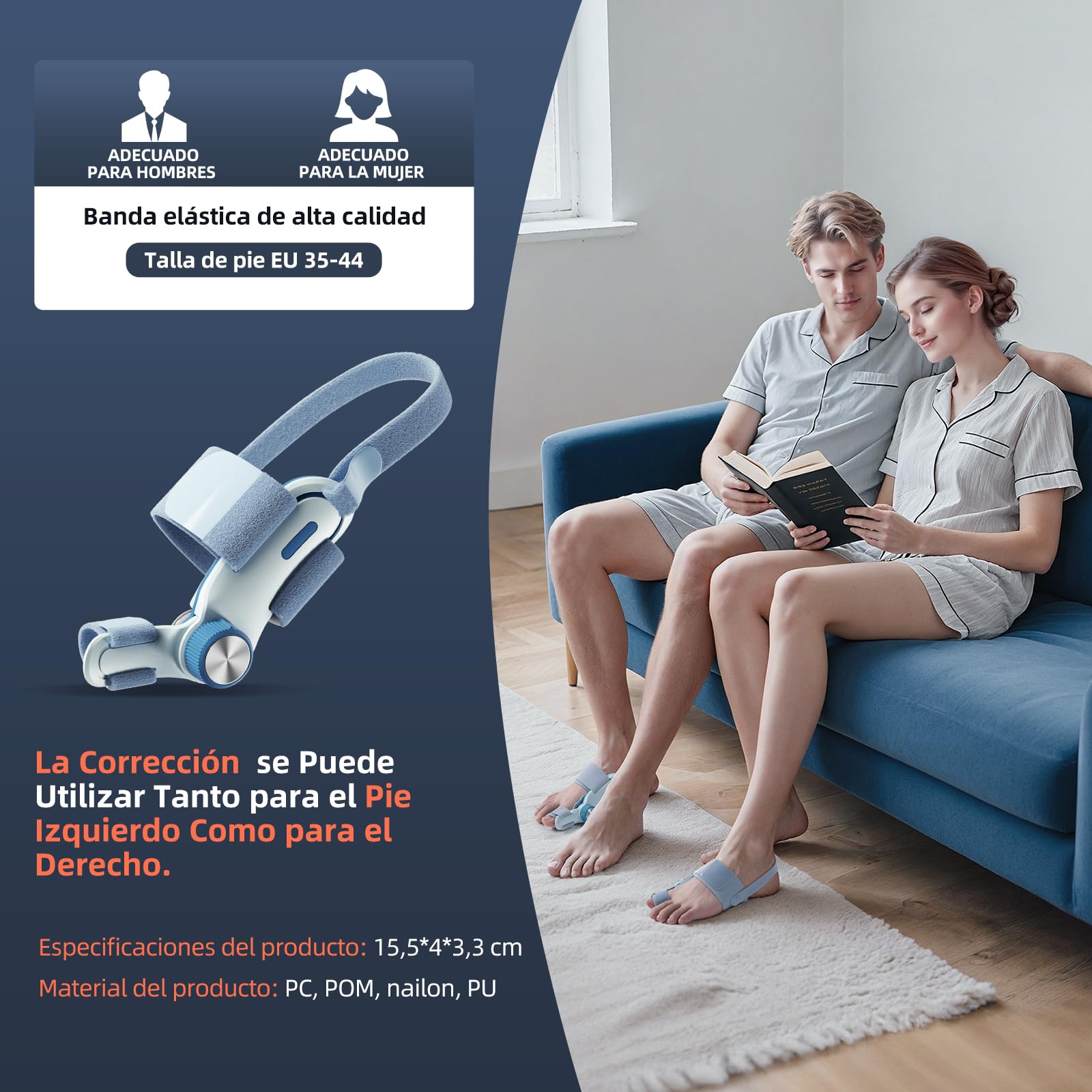 Tech Love Corrector De Juanetes Almohadilla de gel Refrescante,Enderezador Del Dedo Gordo Del Pie,Férula Para Juanete Mujeres,Corrector Dedos En Martillo Para El Alivio Hallux Valgus Unisex Azul