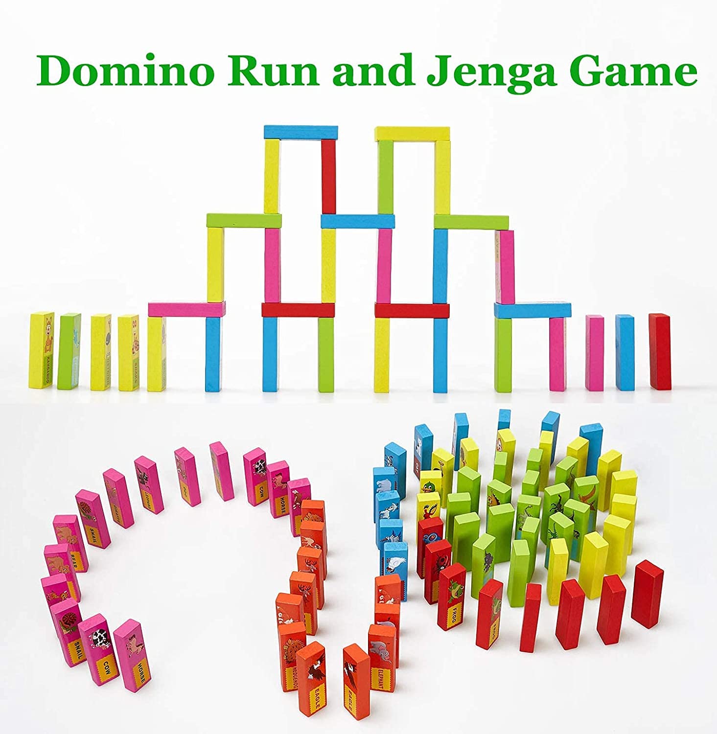 Magicwand【54 Pcs Wooden Stacking Blocks Toy with 4 Dices Hammer【5 Yrs & Up】【Multi-Colored】 4