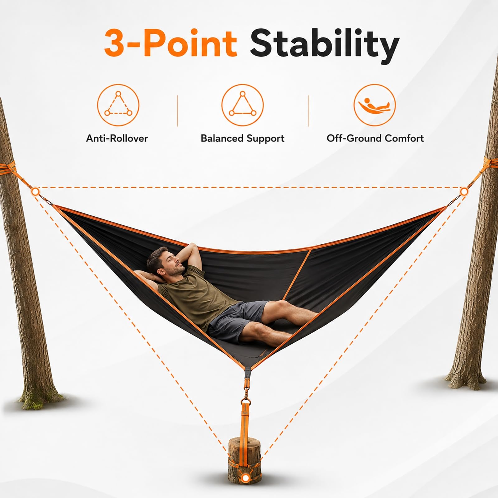 Générique Extra große dreieckige Camping Hängematte tragbares Baumzelt for mehrere Personen, inklusive Gurten und Aufbewahrungstasche, belastbar 227 kg schwebendes Design for Outdoor Abenteuer
