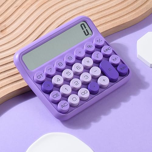Miniatura 6 de Calculadora de interruptor mecánico, 12 dígitos, pantalla LCD grande, rosa, botones grandes, escritorio, lindo, para la vida cotidiana y el trabajo