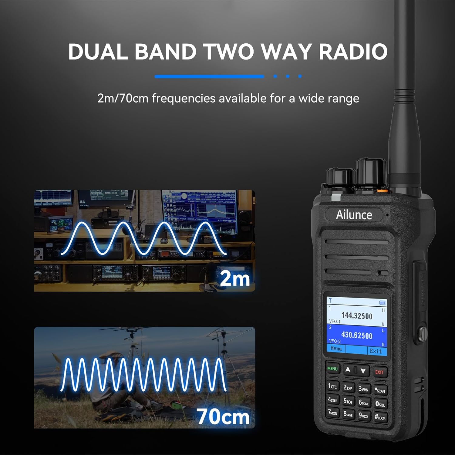 Retevis Ailunce HD2 DMR Radio with GPS, Bluetooth, Bundle with Retevis Ailunce HA1UV Dual Band Ham Radio, Digital Two Way Radio, 500K Contacts NOAA Emergency, Long Range Digital Analog Amateur Radio