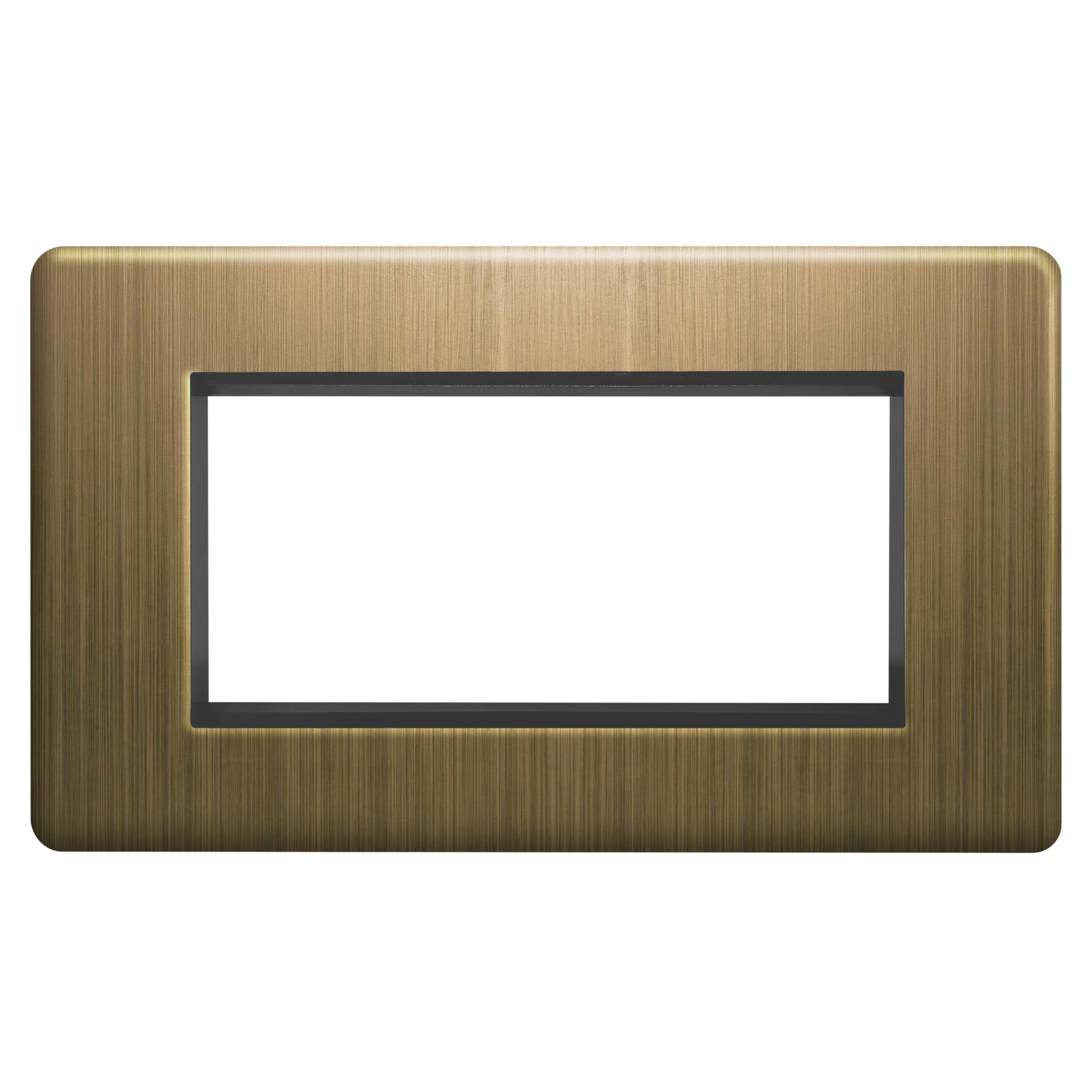 Evoges Antique Brushed Brass Terra Modular Faceplates – 1G / 2G / 4G – Euro Module Size 25X50mm, 50X50mm & 100X50mm – Decorative Wall Plates, Uk Wiring Accessories (4 Gang)