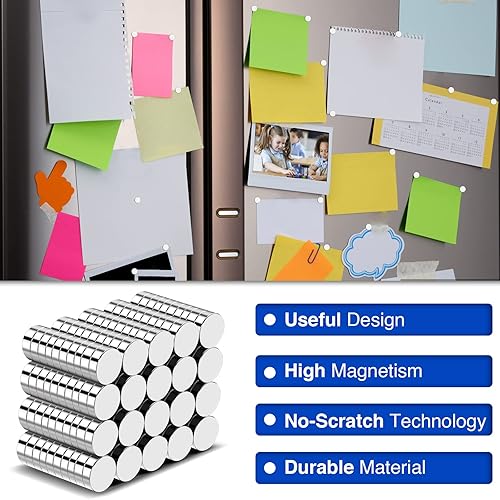 Miniatura 24 de Paquete de 120 imanes pequeños de 0.197 x 0.079 in, imanes de neodimio para manualidades, pizarra blanca, bricolaje