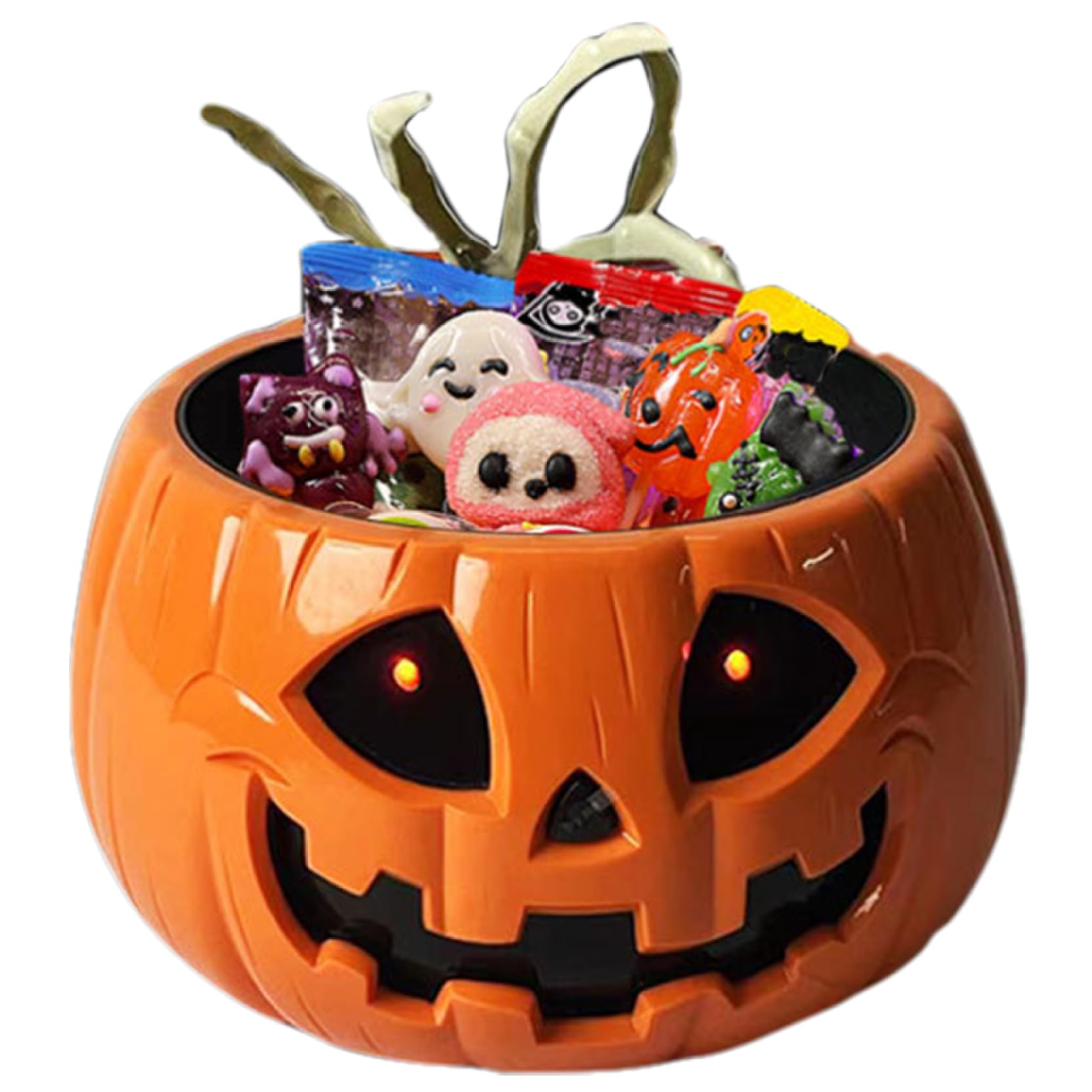 Striegro Halloween Candy Bowl, Motion Activated, Orange, 10in..