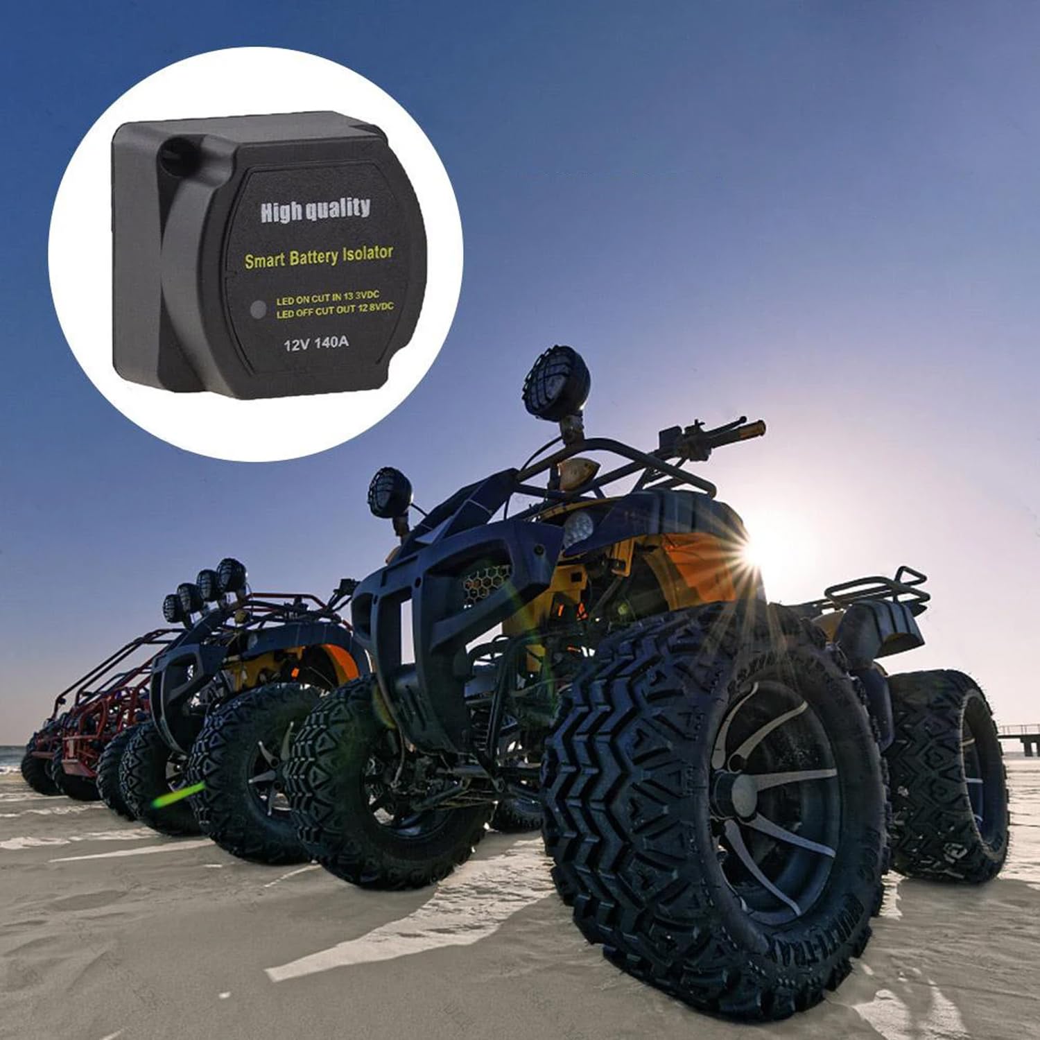 Greluma 1 Pezzo Isolatore intelligente per doppia batteria, relè VSR sensibile alla tensione della batteria da 12V 140A per ATV, UTV, camper, camper, furgoni, camion, barche, veicoli fuoristrada