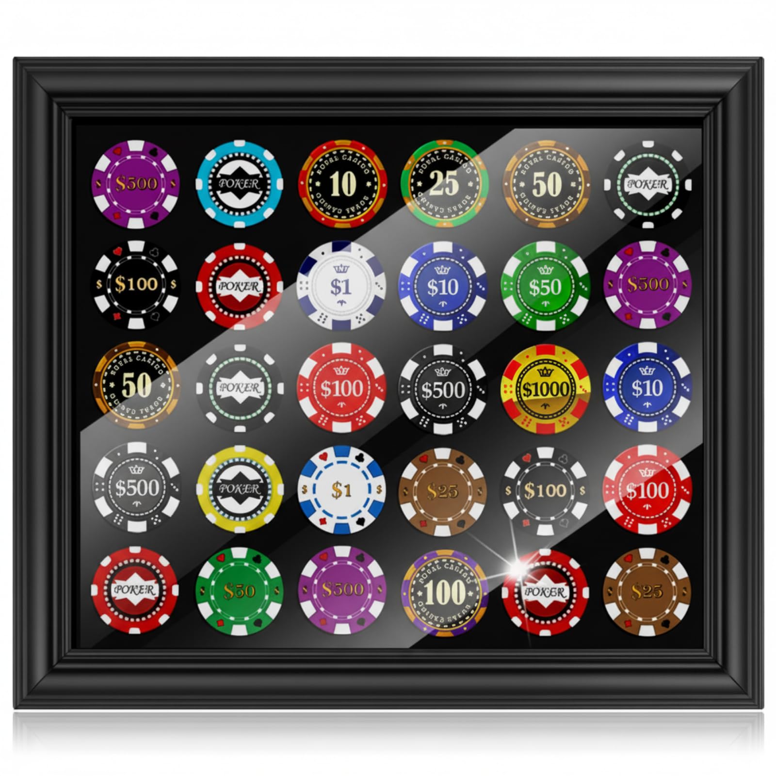Silipull 30 Poker Chip Display Case 13.5 x 11.5 Inch Golf - display cases | Mubboo