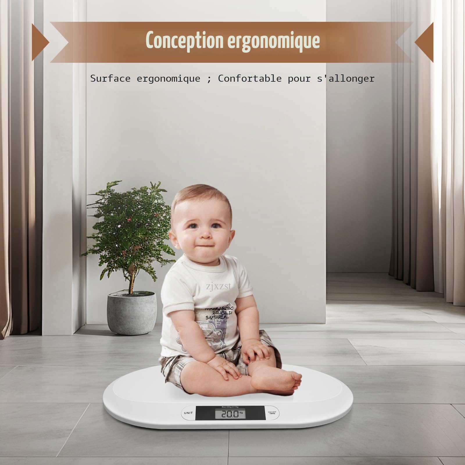 Bilancia per bambini fino a 20 kg, écran LCD, 3 modes de pesage, couleur : blanc