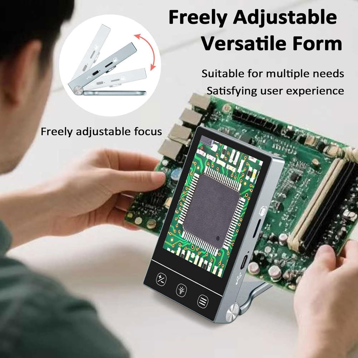 Lupa Electrónica De 600x, Microscopio Óptico Plegable, 4 Niveles De Aumento, Cámara De 4 Megapíxeles, Tarjeta De hasta 64 GB, Pantalla Digital HD De 3,5", para Reparación, Inspección E