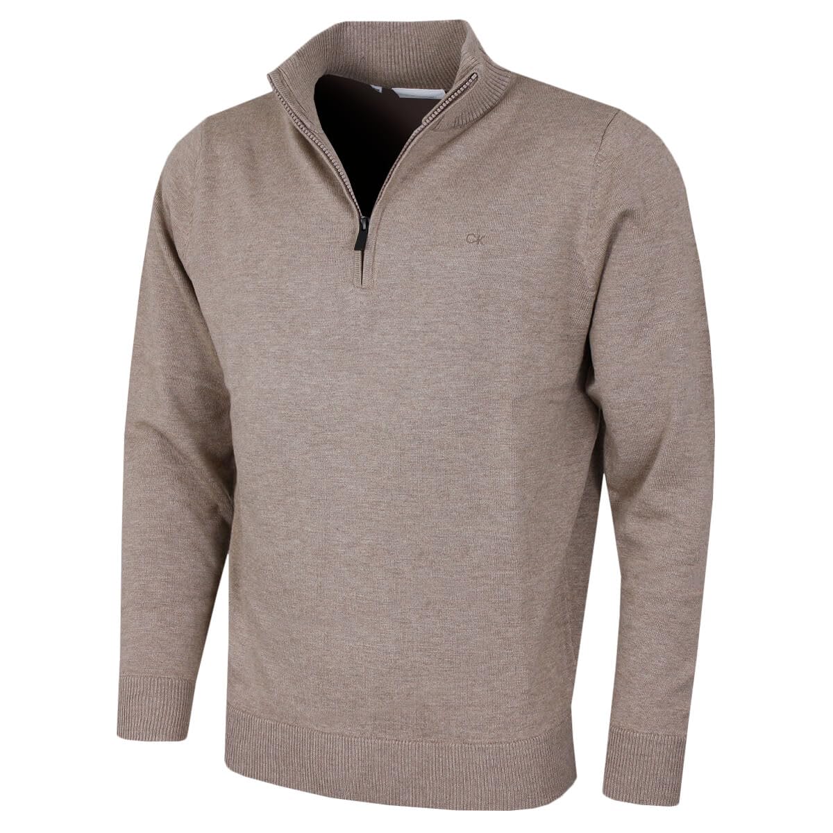 Calvin Klein Mens Campus 1/2 Zip Sweater - Oat Marl - XXXL