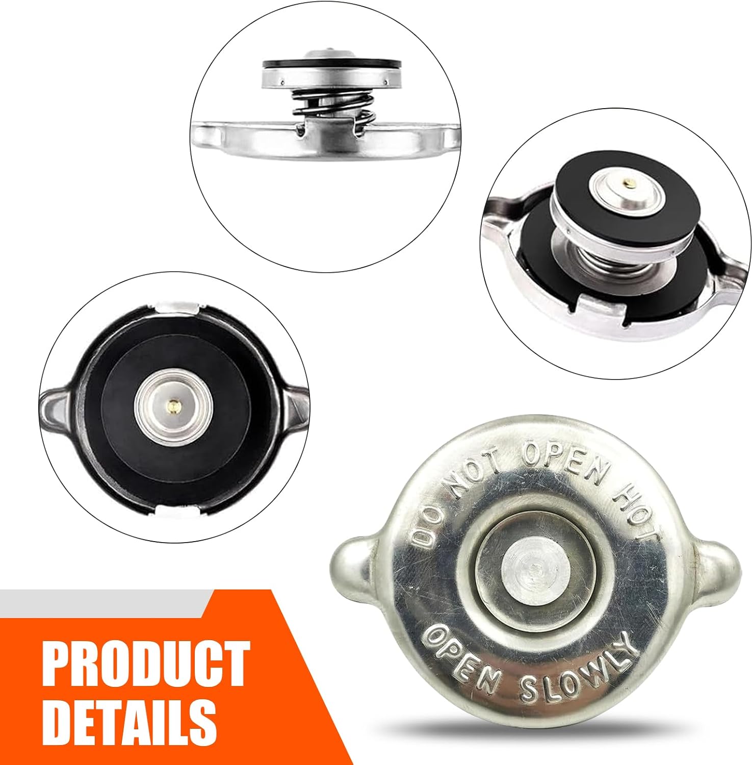 Car Engine Radiator Cap, 16PSI Coolant Reservoir Cap for High Temperature and High Pressure Resistant Tightly Sealed Cooling Water Tank, Compatible with Dodge Chevrolet and More (Silver)