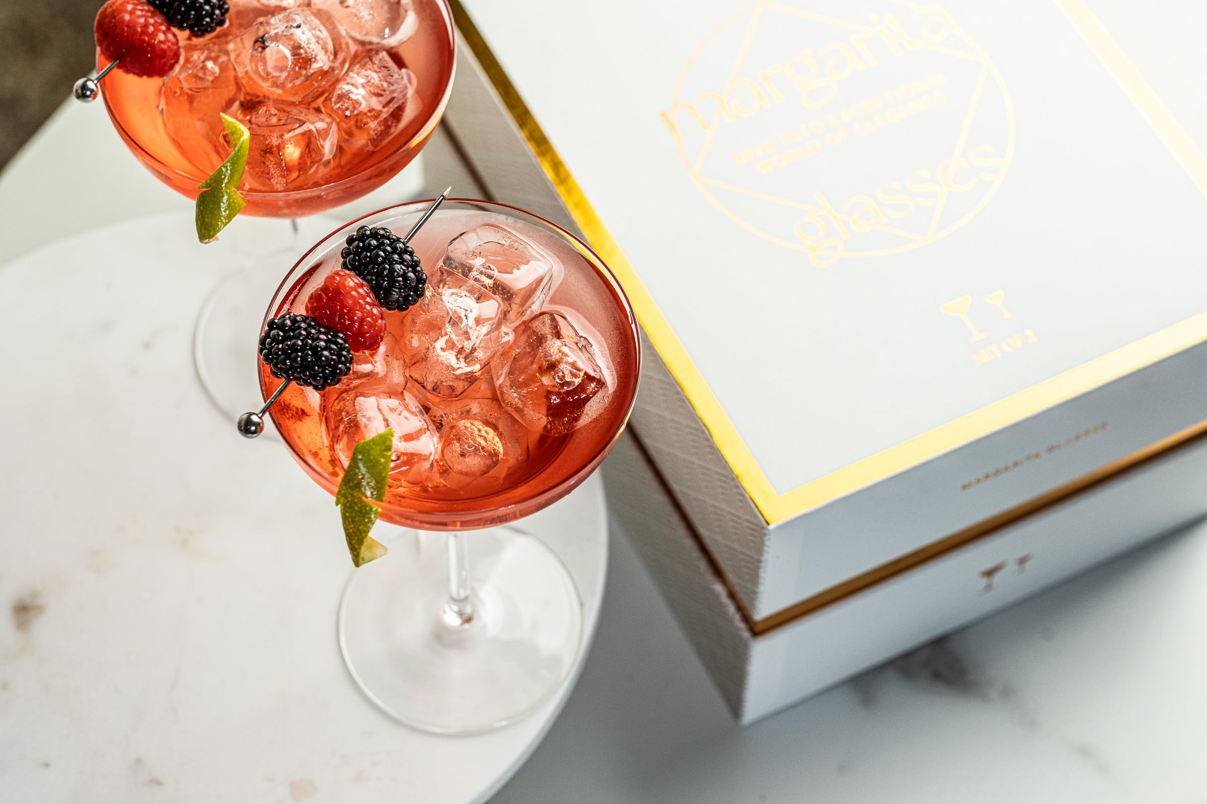 Verres à Cocktail Margarita en Cristal | Lot de 2 | 270 ml | Verres à Pied Longs Élégants pour Daiquiri, Paloma, et Cocktails Glacés | Verrerie Ronde Raffiné