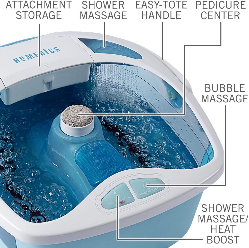 HoMedics Shower Bliss Foot Spa, Shower Massage Water Jets, Pedicure Center with 3 Attachments, Toe-Touch Control, FB-625H : Beauty & Personal Care
