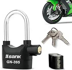 Cadeado Para Bicicleta Moto, Cadeado Bicicleta, Som de Alarme de 110 dB, Sensor de Movimento, 3 Chaves, Bateria tipo botão, Trava de Alarme Inteligente (Versão longa)