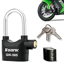 Cadeado Para Bicicleta Moto, Cadeado Bicicleta, Som de Alarme de 110 dB, Sensor de Movimento, 3 Chaves, Bateria tipo botão, Trava de Alarme Inteligente (Versão longa)