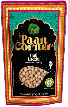 Paan Corner Imli Laddu, Tamarind Ball Indian Sweet, Clean Ingredients, 4.23 oz