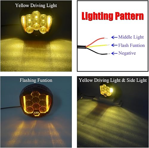 Miniatura 4 de Barra de luz LED de 7 pulgadas, barra de luz redonda, luz antiniebla blancaámbar, haz intermitente para conducción intermitente todoterreno para Utv
